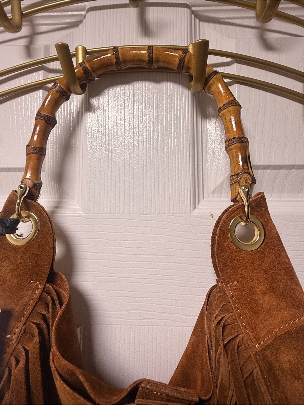 Suede Marlon Italian Leather Fringe Hobo Bag Fringe Hobo Bag in Brown - Picture 3 of 3